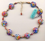 Millefiori Fine  21mm Disc Necklace with Small Ovals